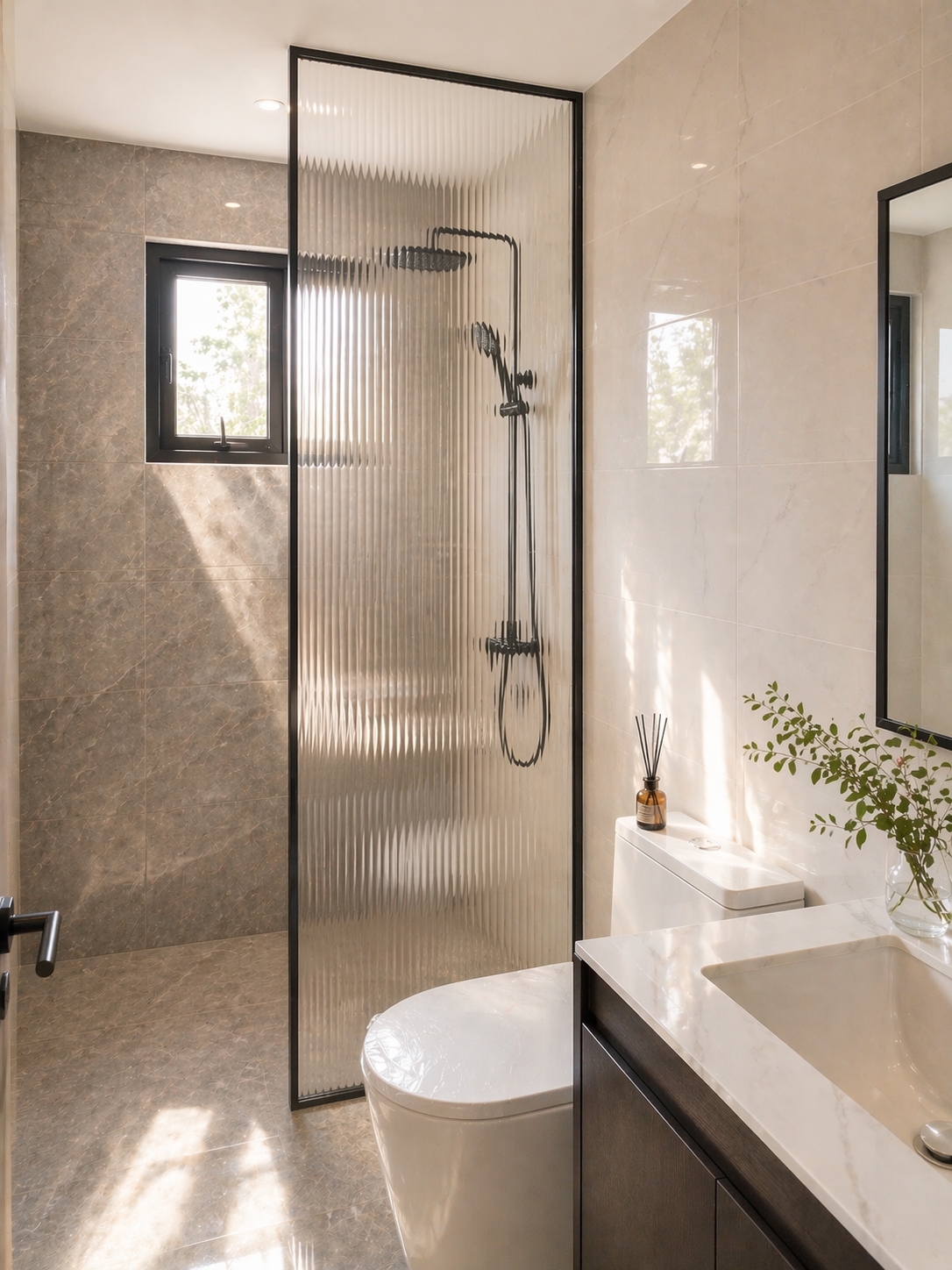 Actual bathroom finish detail from the First Cornerstone front page.