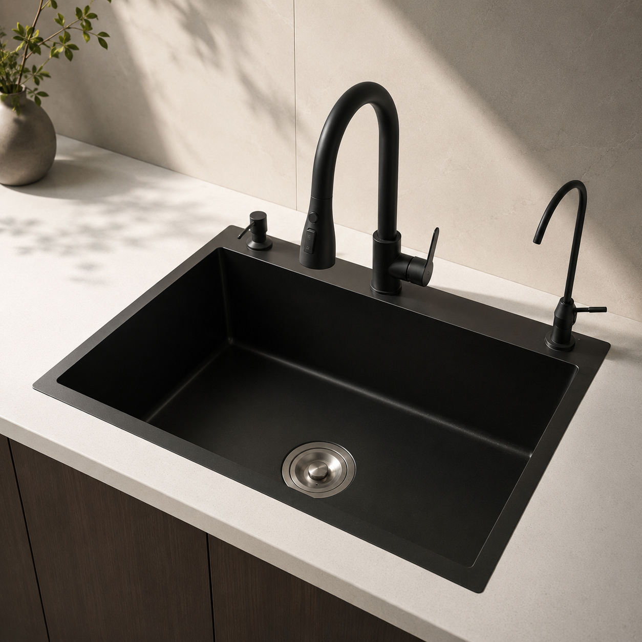 Matte Black Kitchen Sink material detail for Sapphire Valley.