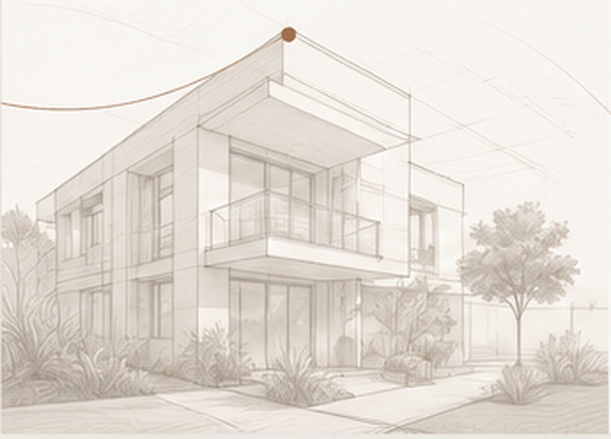 Architectural line drawing of a modern Sapphire Valley house