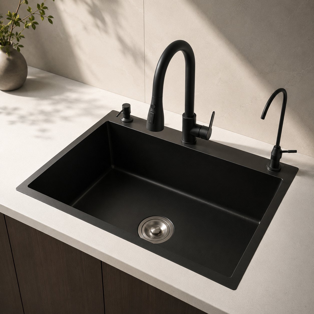 Matte Black Kitchen Sink material detail for Sapphire Valley.